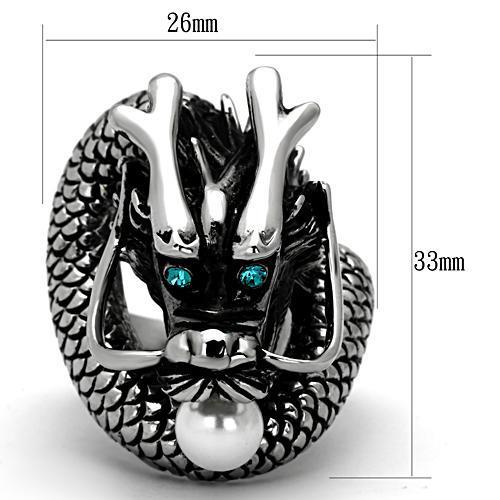 MATK1014 - High polished (no plating) Stainless Steel Ring with Synthetic Pearl in White
