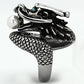 MATK1014 - High polished (no plating) Stainless Steel Ring with Synthetic Pearl in White