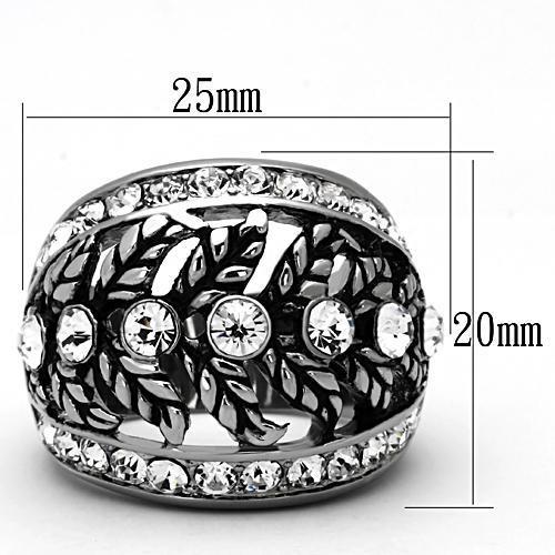 MATK1015 - High polished (no plating) Stainless Steel Ring with Top Grade Crystal  in Clear