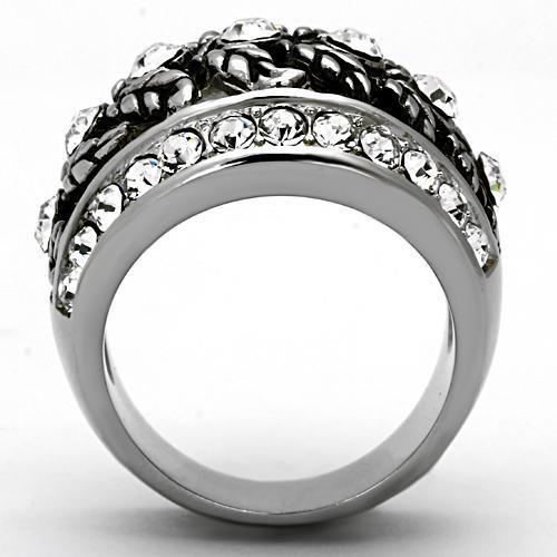 MATK1015 - High polished (no plating) Stainless Steel Ring with Top Grade Crystal  in Clear