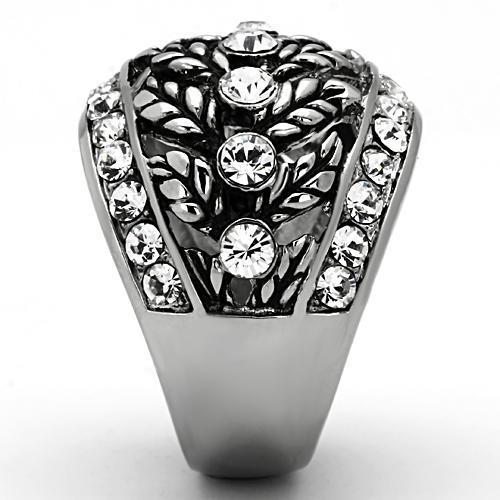 MATK1015 - High polished (no plating) Stainless Steel Ring with Top Grade Crystal  in Clear