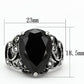MATK1017 - High polished (no plating) Stainless Steel Ring with AAA Grade CZ  in Jet