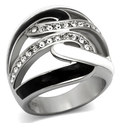 MATK1018 - High polished (no plating) Stainless Steel Ring with Top Grade Crystal  in Clear