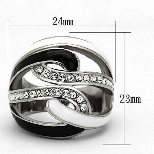 MATK1018 - High polished (no plating) Stainless Steel Ring with Top Grade Crystal  in Clear