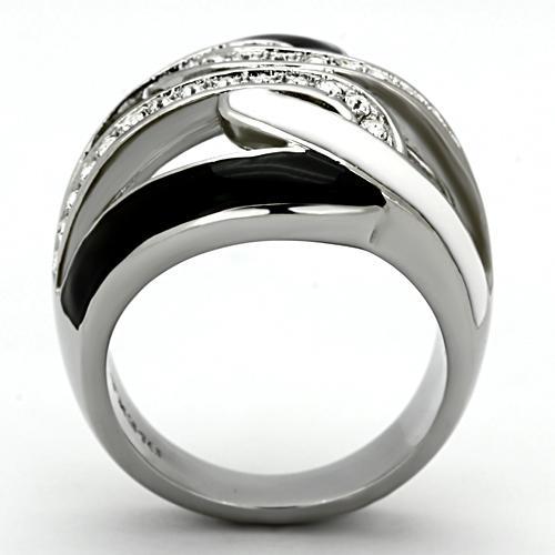 MATK1018 - High polished (no plating) Stainless Steel Ring with Top Grade Crystal  in Clear