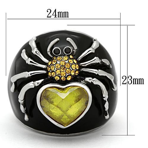 MATK1019 - High polished (no plating) Stainless Steel Ring with AAA Grade CZ  in Topaz