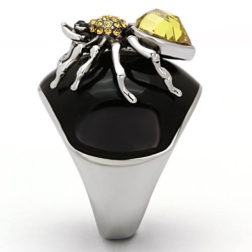 MATK1019 - High polished (no plating) Stainless Steel Ring with AAA Grade CZ  in Topaz