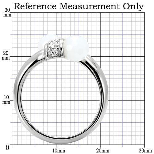 MATK101 - High polished (no plating) Stainless Steel Ring with Milky CZ  in White