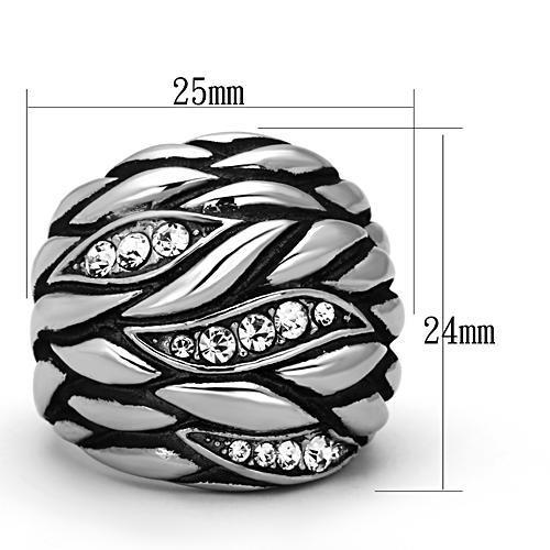 MATK1020 - High polished (no plating) Stainless Steel Ring with Top Grade Crystal  in Clear