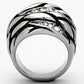 MATK1020 - High polished (no plating) Stainless Steel Ring with Top Grade Crystal  in Clear
