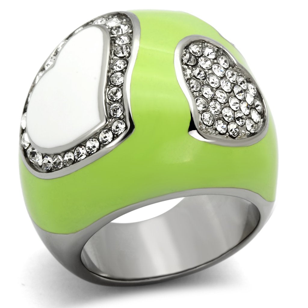 MATK1021 - High polished (no plating) Stainless Steel Ring with Top Grade Crystal  in Clear