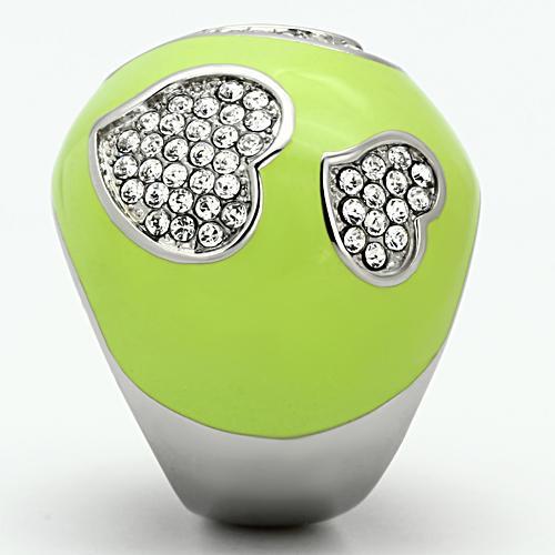 MATK1021 - High polished (no plating) Stainless Steel Ring with Top Grade Crystal  in Clear