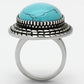 MATK1022 - High polished (no plating) Stainless Steel Ring with Semi-Precious Turquoise in Sea Blue