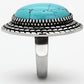 MATK1022 - High polished (no plating) Stainless Steel Ring with Semi-Precious Turquoise in Sea Blue