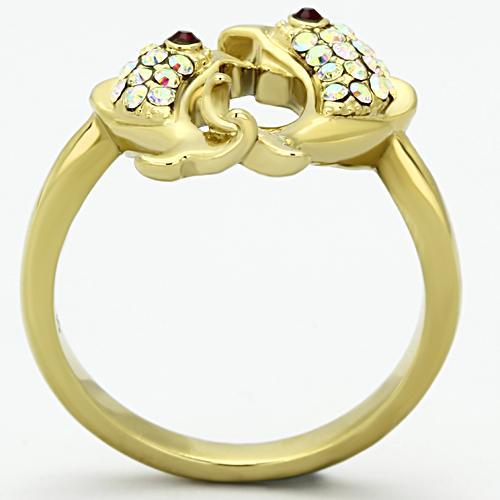 MATK1023 - IP Gold(Ion Plating) Stainless Steel Ring with Top Grade Crystal  in Multi Color