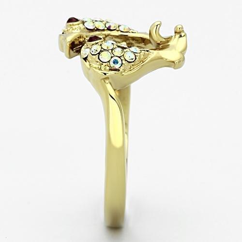 MATK1023 - IP Gold(Ion Plating) Stainless Steel Ring with Top Grade Crystal  in Multi Color