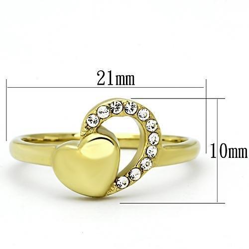 MATK1024 - IP Gold(Ion Plating) Stainless Steel Ring with Top Grade Crystal  in Clear