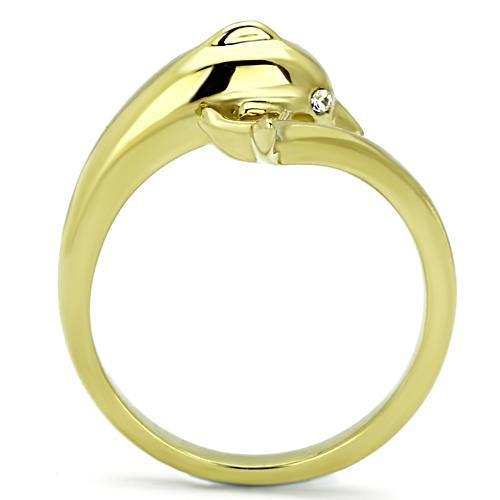 MATK1027 - IP Gold(Ion Plating) Stainless Steel Ring with Top Grade Crystal  in Clear