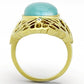 MATK1029 - IP Gold(Ion Plating) Stainless Steel Ring with Synthetic Cat Eye in Light Sapphire