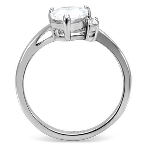 MATK102 - High polished (no plating) Stainless Steel Ring with AAA Grade CZ  in Clear