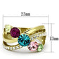 MATK1031 - IP Gold(Ion Plating) Stainless Steel Ring with Top Grade Crystal  in Multi Color