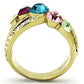 MATK1031 - IP Gold(Ion Plating) Stainless Steel Ring with Top Grade Crystal  in Multi Color