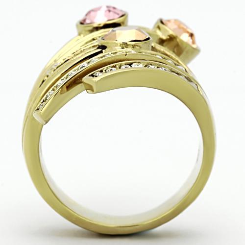 MATK1033 - IP Gold(Ion Plating) Stainless Steel Ring with Top Grade Crystal  in Multi Color