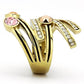 MATK1033 - IP Gold(Ion Plating) Stainless Steel Ring with Top Grade Crystal  in Multi Color