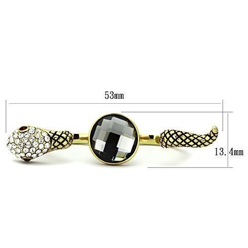 MATK1036 - IP Gold(Ion Plating) Stainless Steel Ring with Synthetic Glass Bead in Black Diamond