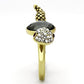 MATK1036 - IP Gold(Ion Plating) Stainless Steel Ring with Synthetic Glass Bead in Black Diamond
