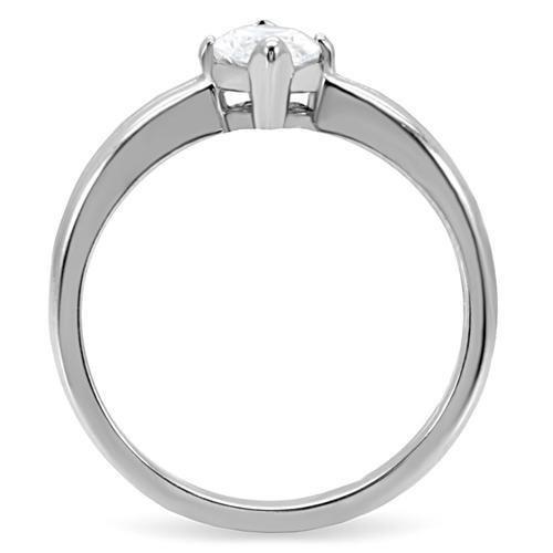 MATK103 - High polished (no plating) Stainless Steel Ring with AAA Grade CZ  in Clear