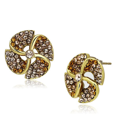 MATK1040 - IP Gold(Ion Plating) Stainless Steel Earrings with Top Grade Crystal  in Multi Color