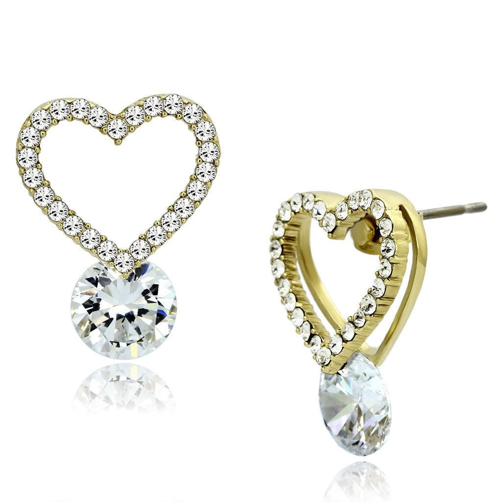 MATK1045 - IP Gold(Ion Plating) Stainless Steel Earrings with AAA Grade CZ  in Clear