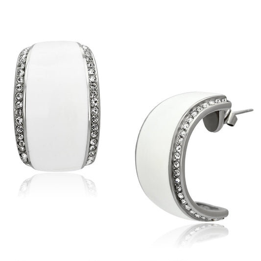 MATK1046 - High polished (no plating) Stainless Steel Earrings with Top Grade Crystal  in Clear