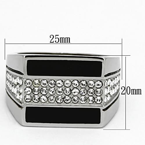 MATK1048 - High polished (no plating) Stainless Steel Ring with Top Grade Crystal  in Clear