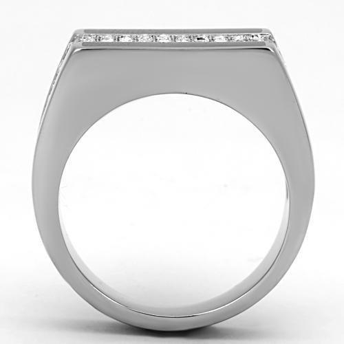 MATK1048 - High polished (no plating) Stainless Steel Ring with Top Grade Crystal  in Clear