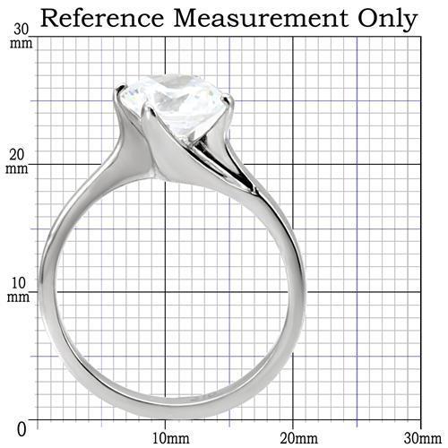MATK104 - High polished (no plating) Stainless Steel Ring with AAA Grade CZ  in Clear