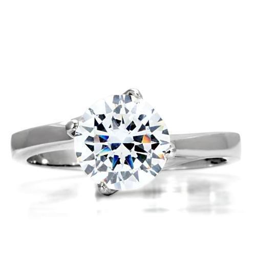 MATK104 - High polished (no plating) Stainless Steel Ring with AAA Grade CZ  in Clear