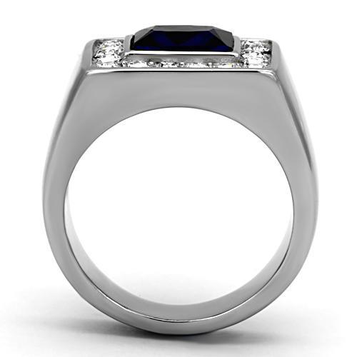 MATK1051 - High polished (no plating) Stainless Steel Ring with Synthetic Synthetic Glass in Montana