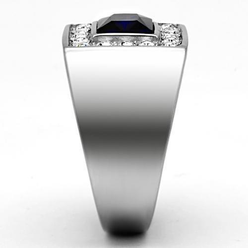 MATK1051 - High polished (no plating) Stainless Steel Ring with Synthetic Synthetic Glass in Montana