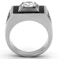 MATK1053 - High polished (no plating) Stainless Steel Ring with AAA Grade CZ  in Clear