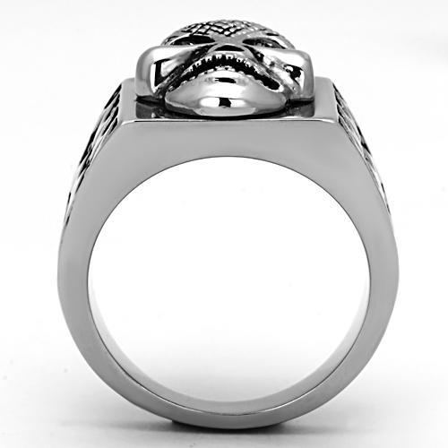 MATK1056 - High polished (no plating) Stainless Steel Ring with Top Grade Crystal  in Black Diamond