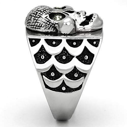 MATK1056 - High polished (no plating) Stainless Steel Ring with Top Grade Crystal  in Black Diamond
