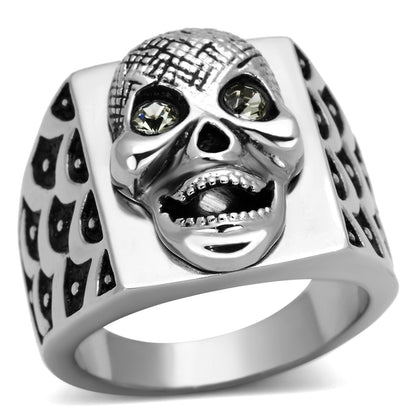 MATK1056 - High polished (no plating) Stainless Steel Ring with Top Grade Crystal  in Black Diamond