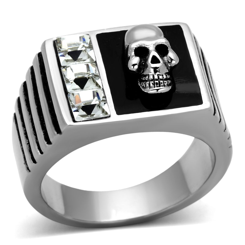 MATK1057 - High polished (no plating) Stainless Steel Ring with Top Grade Crystal  in Clear