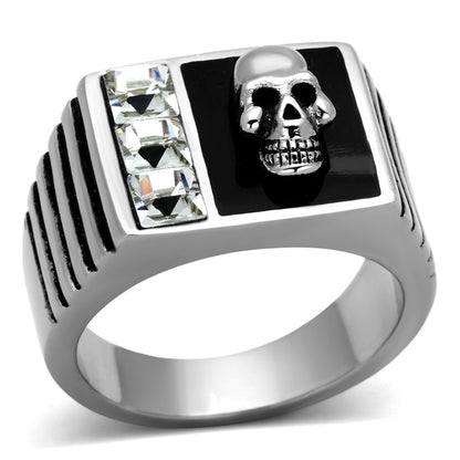 MATK1057 - High polished (no plating) Stainless Steel Ring with Top Grade Crystal  in Clear