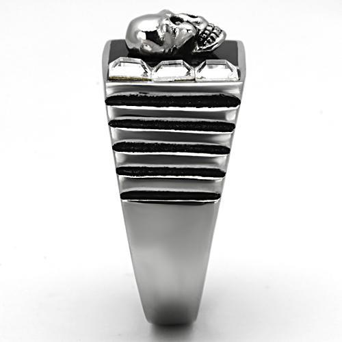 MATK1057 - High polished (no plating) Stainless Steel Ring with Top Grade Crystal  in Clear