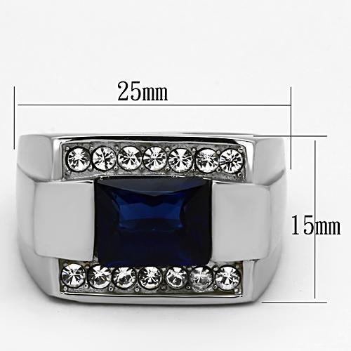 MATK1058 - High polished (no plating) Stainless Steel Ring with Synthetic Synthetic Glass in Montana