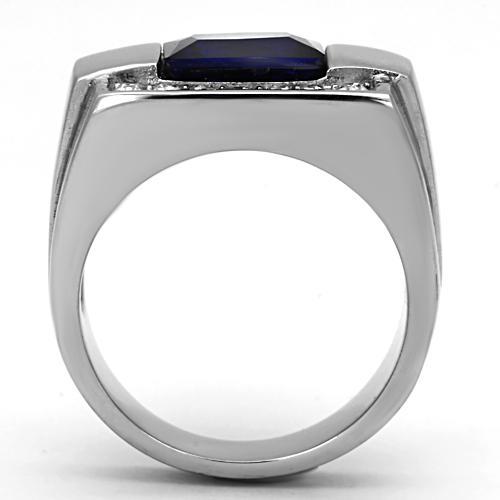 MATK1058 - High polished (no plating) Stainless Steel Ring with Synthetic Synthetic Glass in Montana