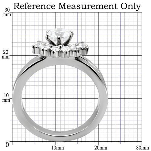 MATK105 - High polished (no plating) Stainless Steel Ring with AAA Grade CZ  in Clear